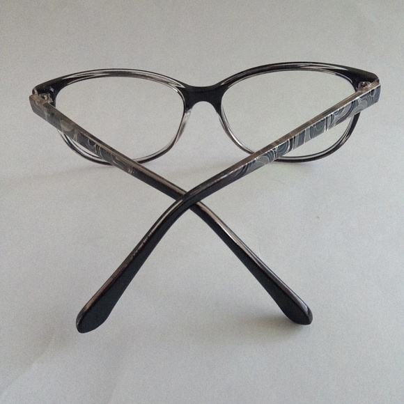 Clearly Standard Black Prescription Eyeglasses With Pattern On Handle Free Case - Picture 5 of 16